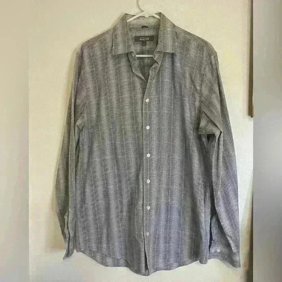 Kenneth Cole Reaction Men's Slim-Fit Blue Plaid Long-Sleeve Shirt size 16 34/35 - Picture 2 of 8